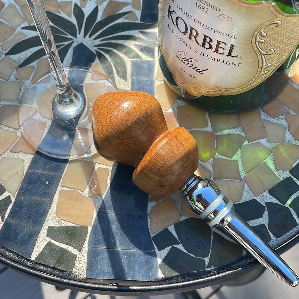 Handmade cherry wooden & silver bottle stopper